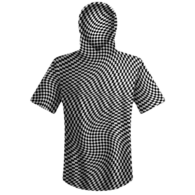 Warped Checkerboard Sport Hoodie - Black And White
