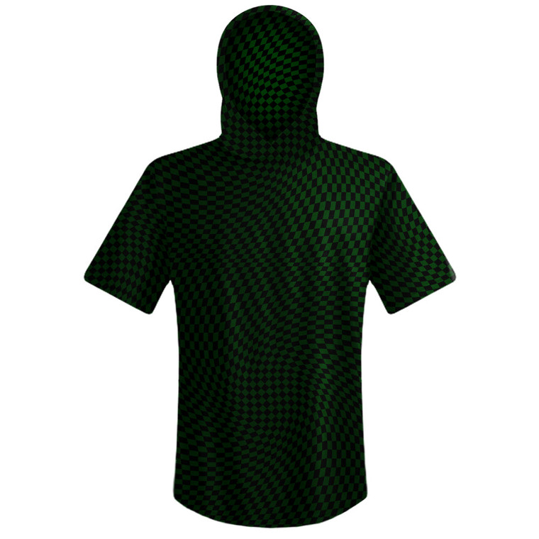 Warped Checkerboard Sport Hoodie - Green Forest And Black