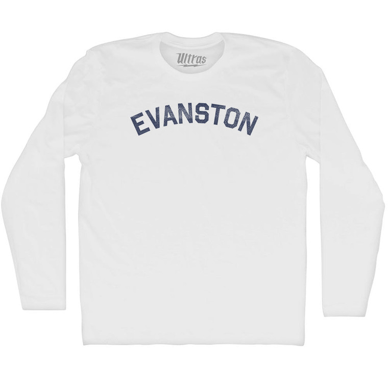 Evanston Adult Cotton Long Sleeve T-shirt - White