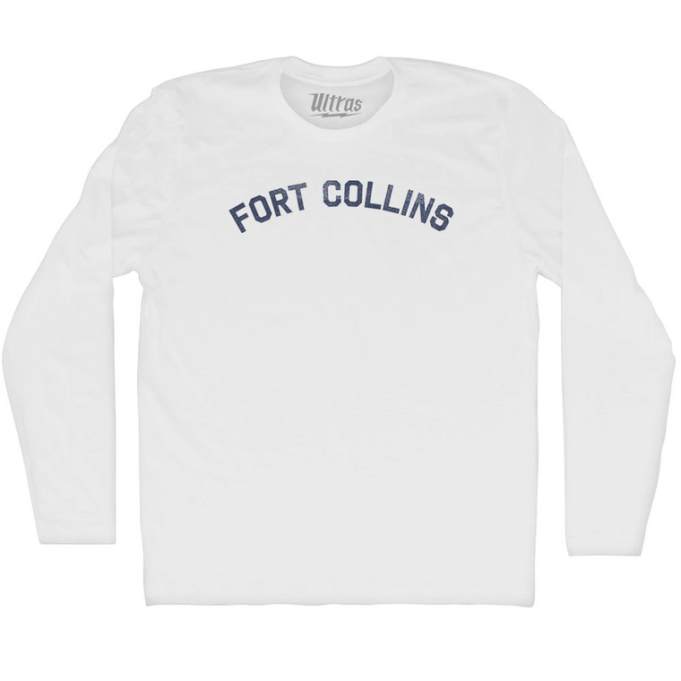 Fort Collins Adult Cotton Long Sleeve T-shirt - White