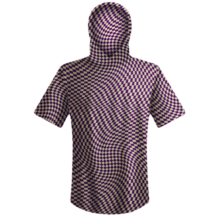 Warped Checkerboard Sport Hoodie - Purple Medium And Vegas Gold