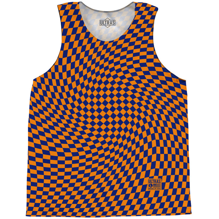 Warped Checkerboard Basketball Singlets - Blue Royal And Tennessee Orange