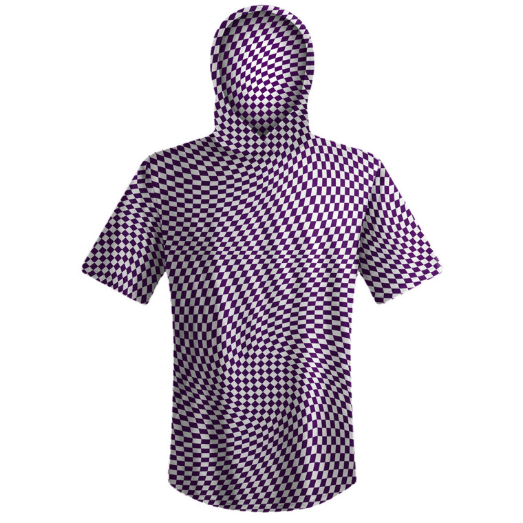 Warped Checkerboard Sport Hoodie - Purple Medium And White