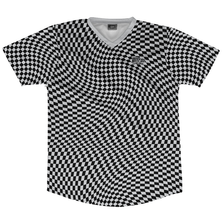 Warped Checkerboard Soccer Jersey Made In USA - Grey Medium And Black