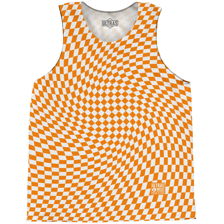 Warped Checkerboard Basketball Singlets - Orange Tennessee And White