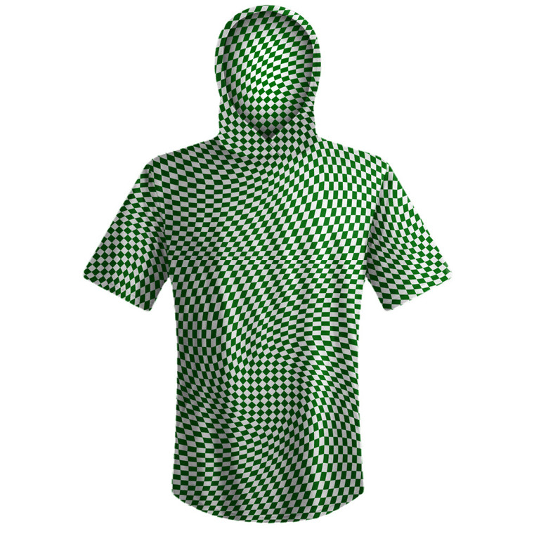 Warped Checkerboard Sport Hoodie - Green Kelly And White