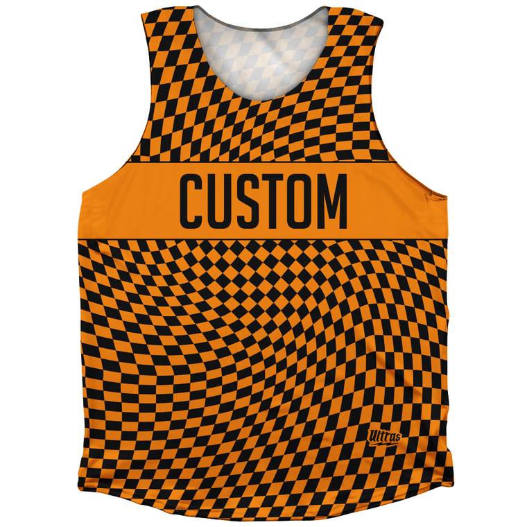 Warped Checkerboard Custom Athletic Tank Top - Orange Tennessee And Black