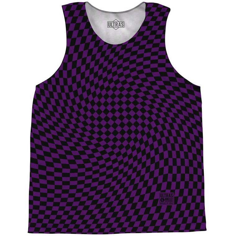 Warped Checkerboard Basketball Singlets - Purple Medium And Black