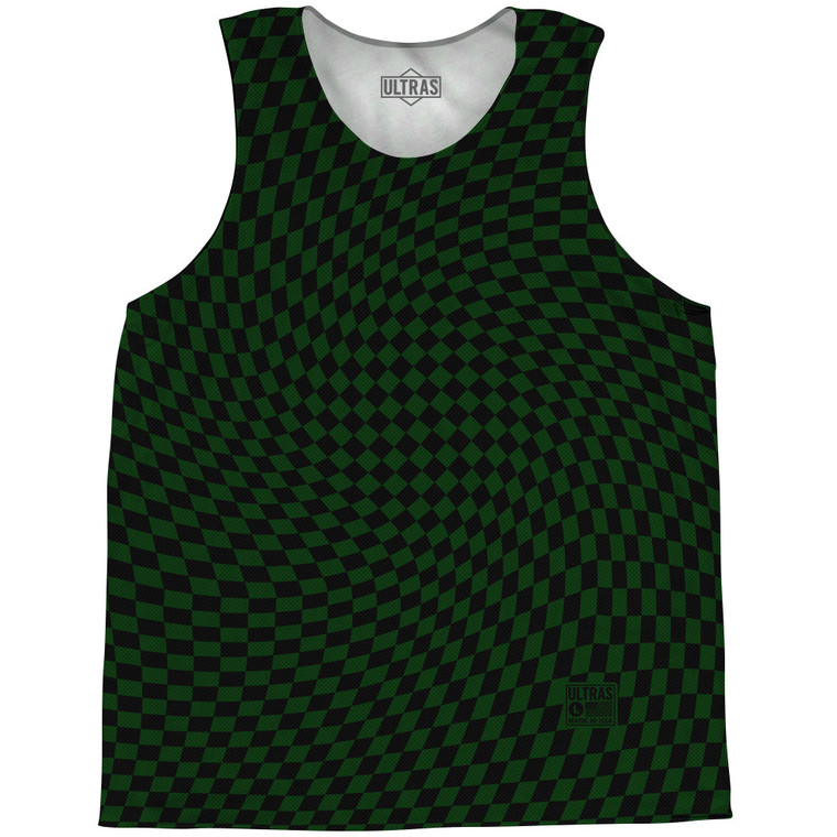 Warped Checkerboard Basketball Singlets - Green Forest And Black