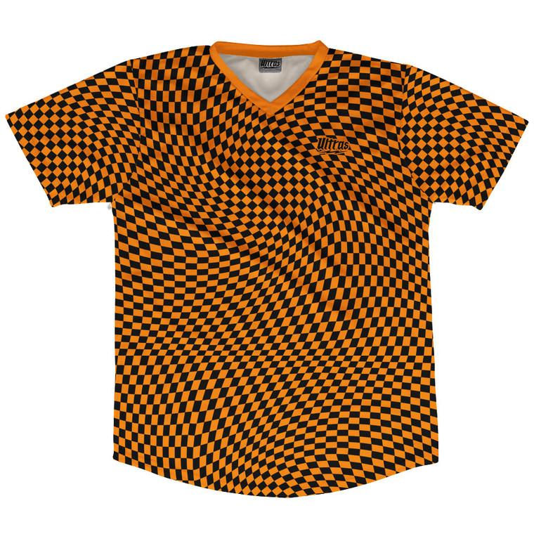 Warped Checkerboard Soccer Jersey Made In USA - Orange Tennessee And Black