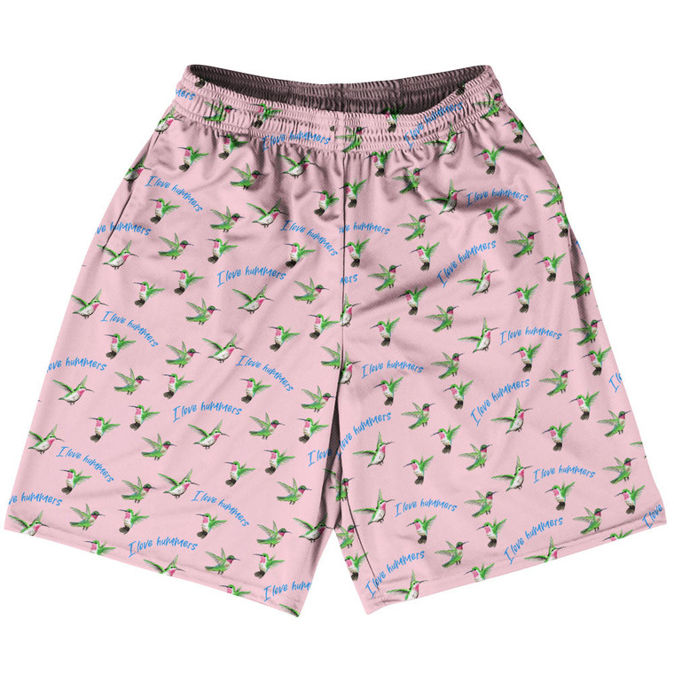 Hummingbird Basketball Practice Shorts Made In USA - Pale Pink Basketball Shorts.Jpg