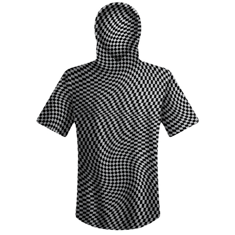 Warped Checkerboard Sport Hoodie - Grey Medium And Black