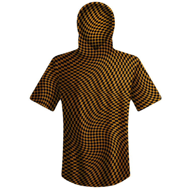 Warped Checkerboard Sport Hoodie - Orange Burnt And Black