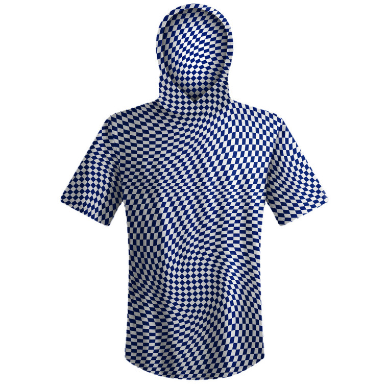 Warped Checkerboard Sport Hoodie - Blue Royal And White