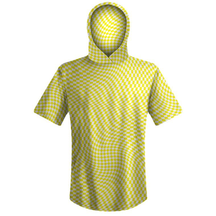 Warped Checkerboard Sport Hoodie - Yellow Bright And White