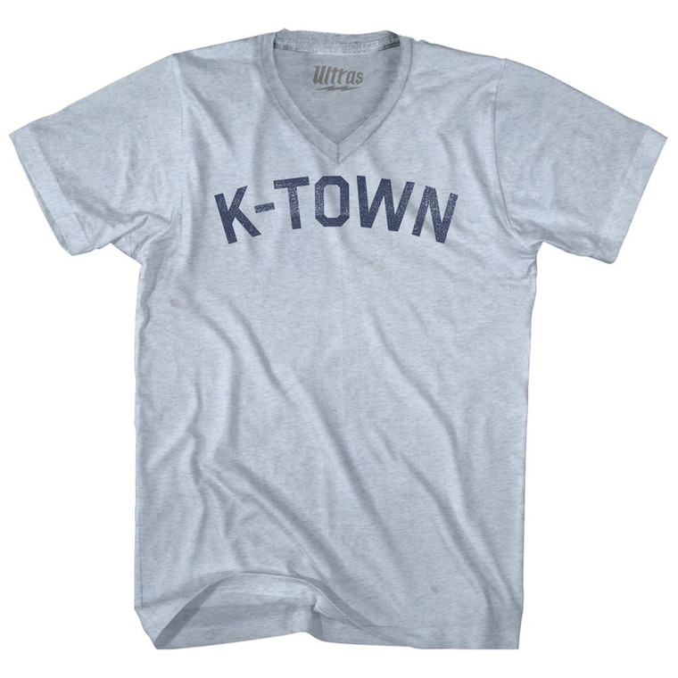 K-Town Adult Tri-Blend V-neck T-shirt - Athletic White
