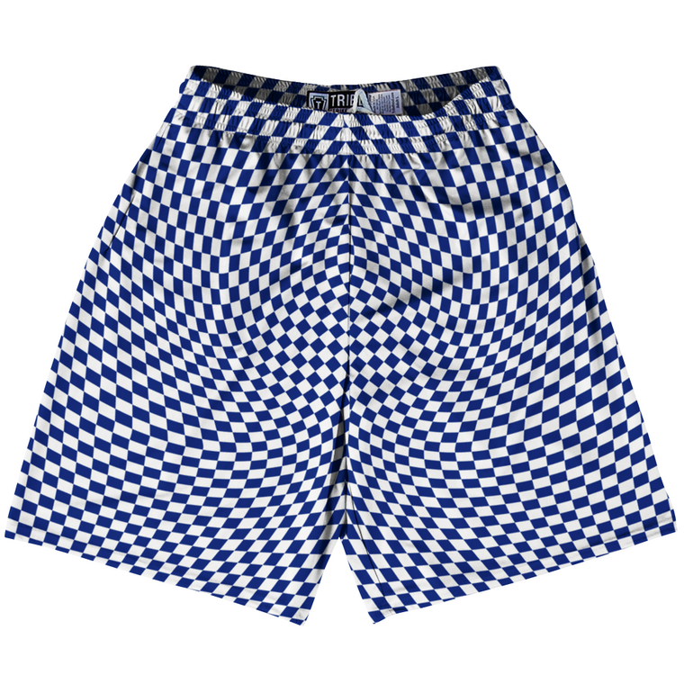 Warped Checkerboard Lacrosse Shorts Made In USA - Blue Royal And White