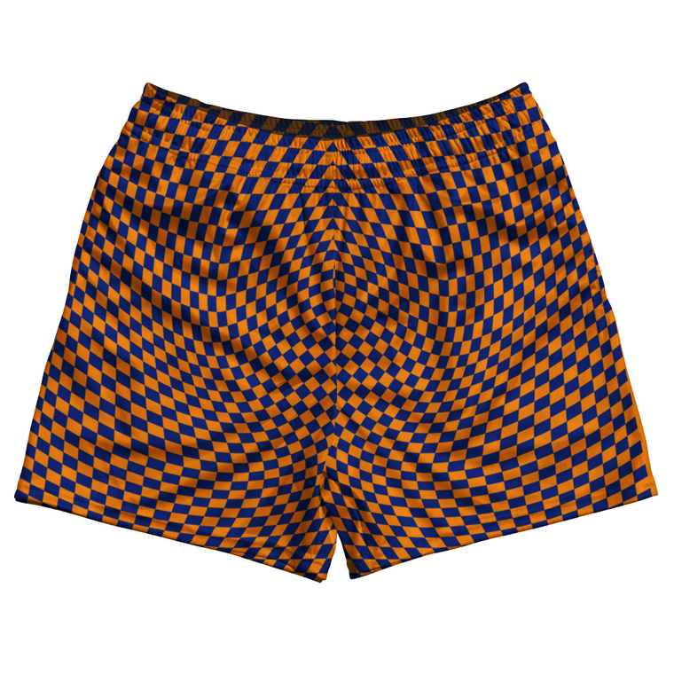 Warped Checkerboard Rugby Shorts Made In USA - Blue Royal And Tennessee Orange