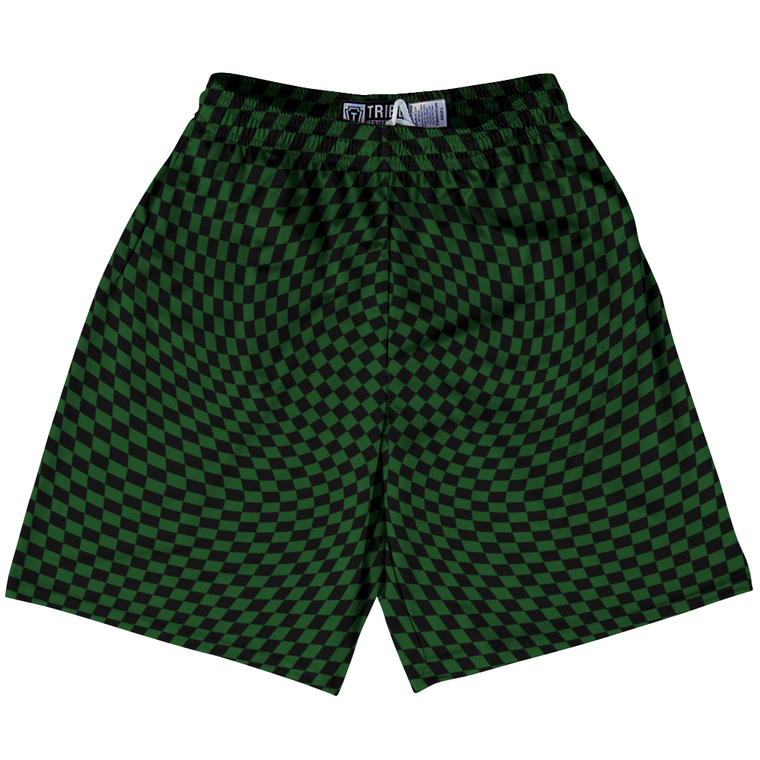 Warped Checkerboard Lacrosse Shorts Made In USA - Green Hunter And Black
