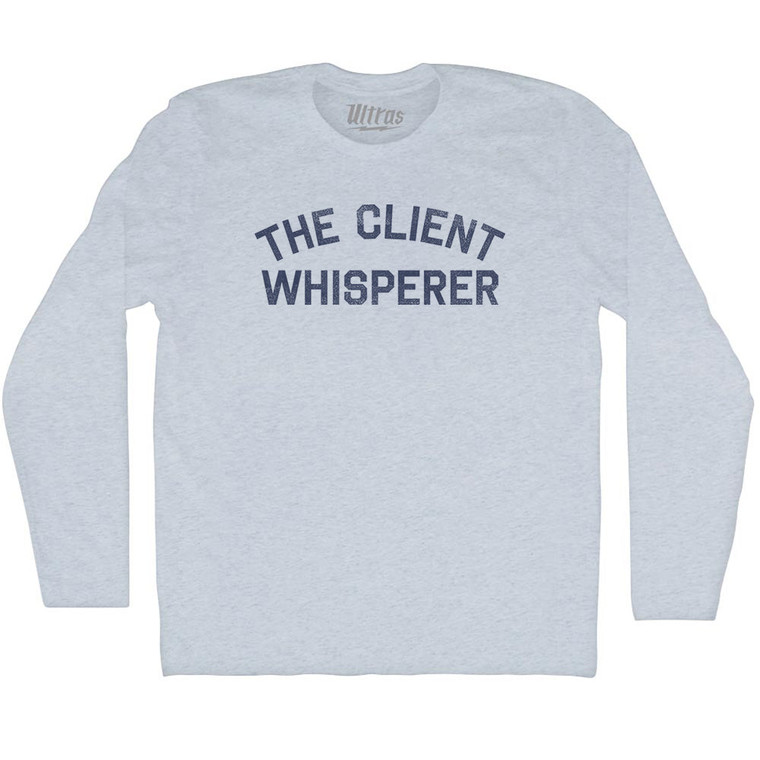 The Client Whisperer Adult Tri-Blend Long Sleeve T-shirt - Athletic White