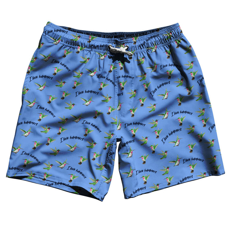 Hummingbird Swim Shorts 7" Made in USA - Carolina Blue