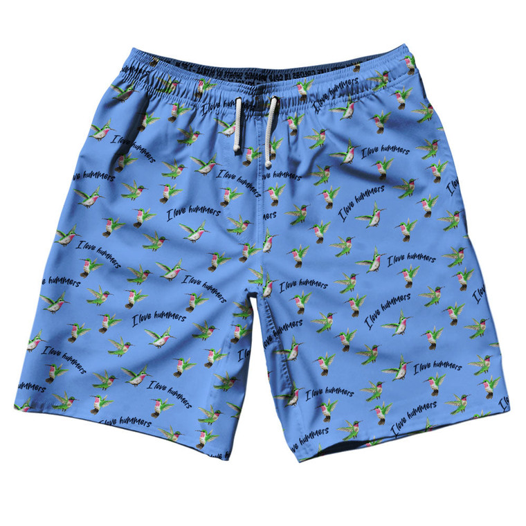Hummingbird 10" Swim Shorts Made in USA - Carolina Blue