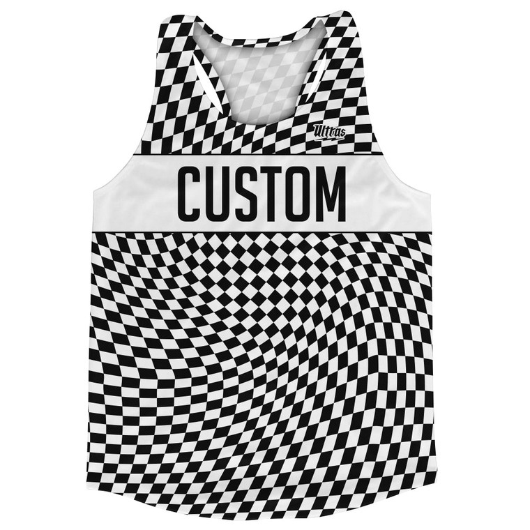 Warped Checkerboard Custom Running Track Tops Made In USA - Black And White