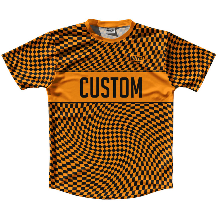 Warped Checkerboard Custom Running Shirt Track Cross Made In USA - Orange Tennessee And Black