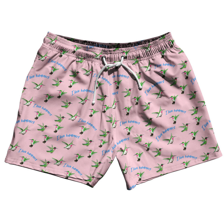 Hummingbird 5" Swim Shorts Made in USA - Pale Pink