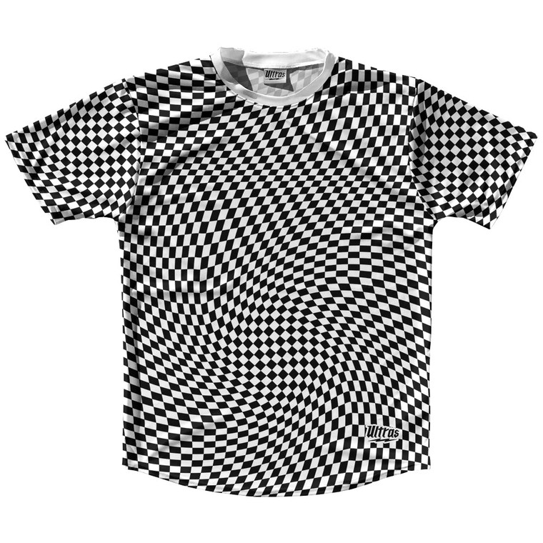 Warped Checkerboard Running Shirt Track Cross Made In USA - Black And White