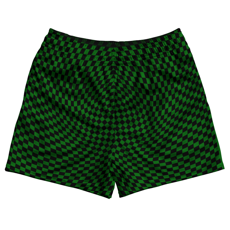 Warped Checkerboard Rugby Shorts Made In USA - Green Kelly And Black