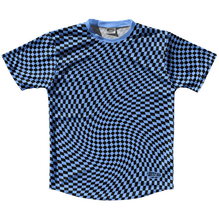 Warped Checkerboard Running Shirt Track Cross Made In USA - Blue Carolina And Black