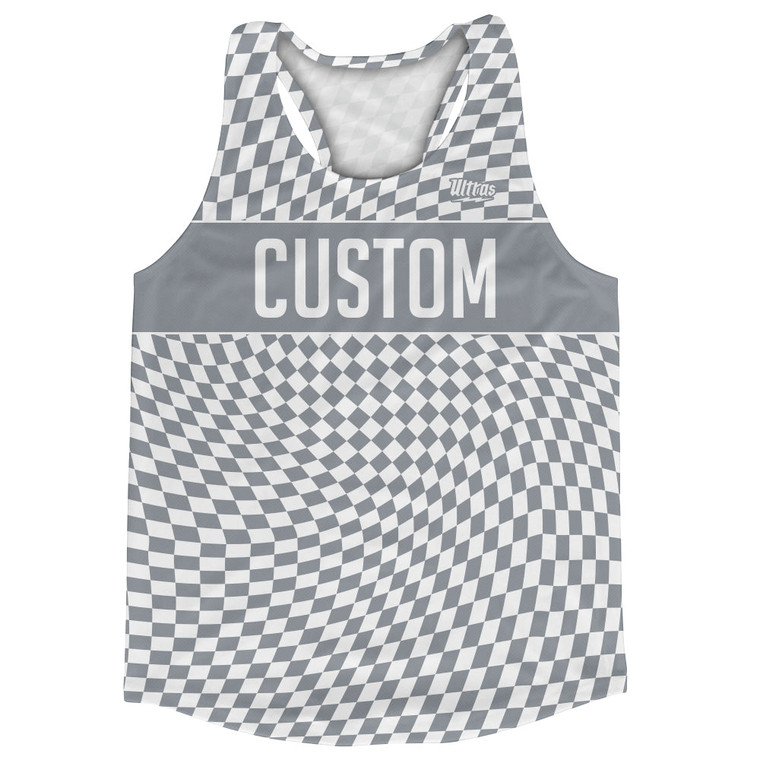 Warped Checkerboard Custom Running Track Tops Made In USA - Grey Dark And White