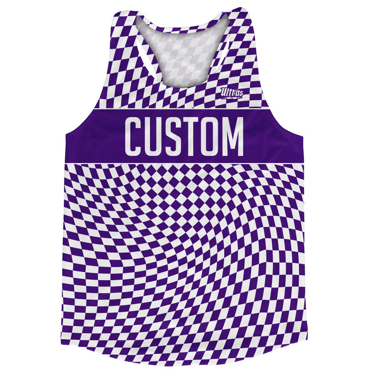Warped Checkerboard Custom Running Track Tops Made In USA - Purple Lakers And White