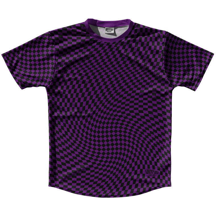 Warped Checkerboard Running Shirt Track Cross Made In USA - Purple Medium And Black