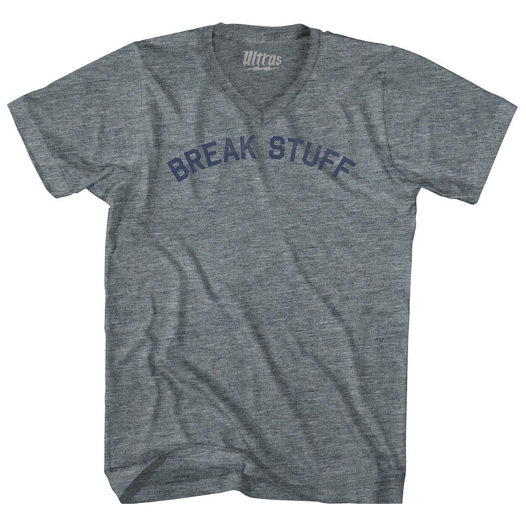 Break Stuff Tri-Blend V-neck Womens Junior Cut T-shirt - Athletic Grey