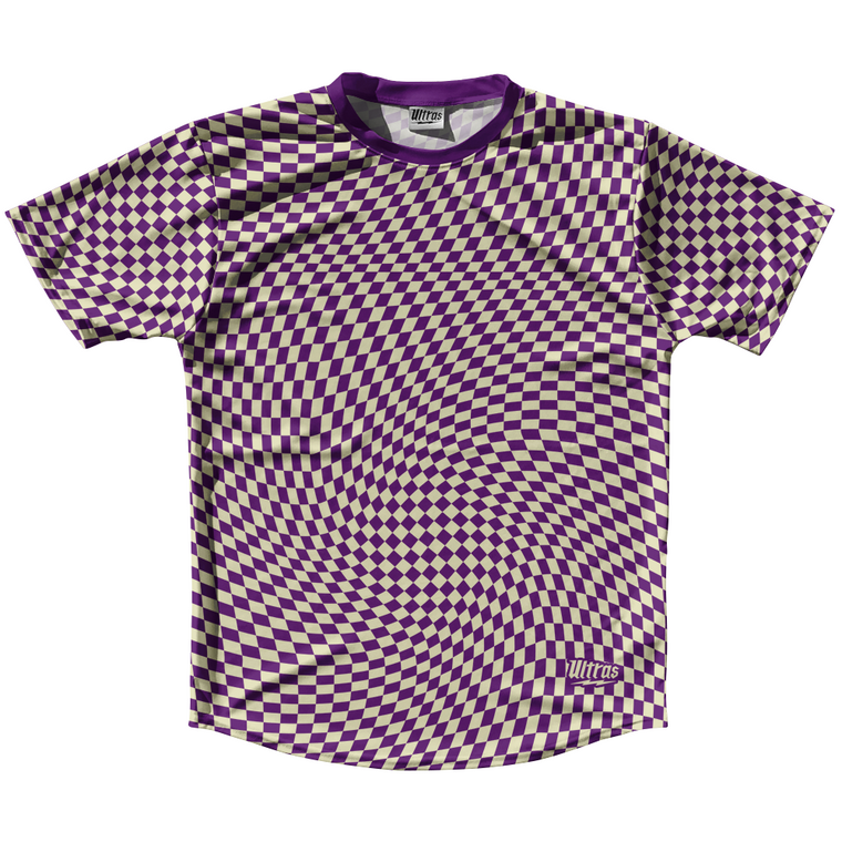 Warped Checkerboard Running Shirt Track Cross Made In USA - Purple Medium And Vegas Gold