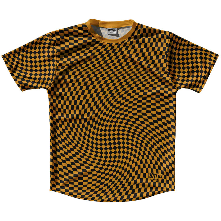 Warped Checkerboard Running Shirt Track Cross Made In USA - Orange Burnt And Black Warped Checkerboard Running Shirt Track Cross Made In USA - Orange Burnt And Black