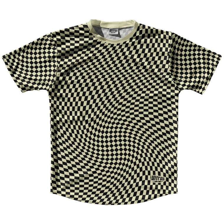 Warped Checkerboard Running Shirt Track Cross Made In USA - Vegas Gold And Black