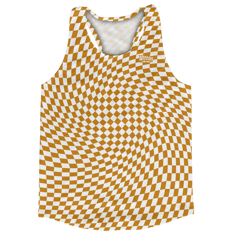 Warped Checkerboard Running Track Tops Made In USA - Orange Burnt And White