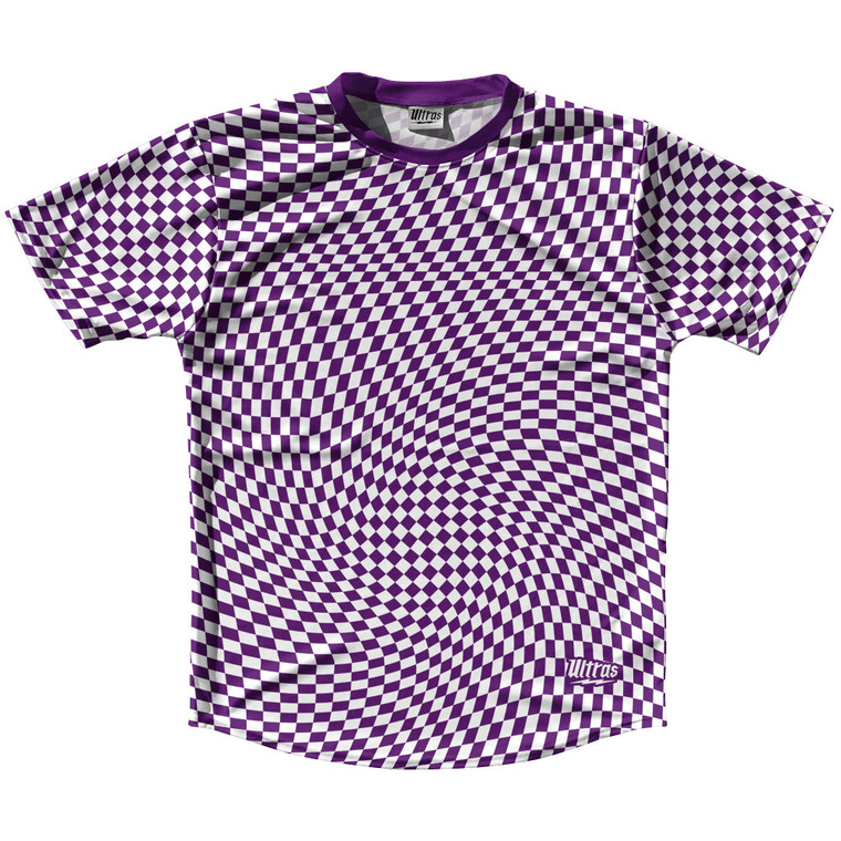 Warped Checkerboard Running Shirt Track Cross Made In USA - Purple Medium And White