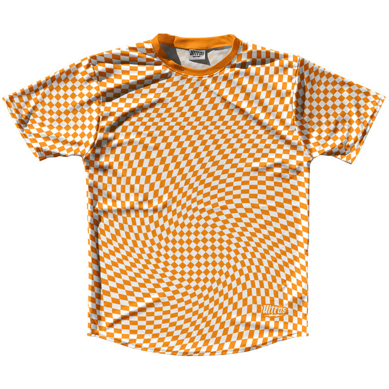 Warped Checkerboard Running Shirt Track Cross Made In USA - Orange Tennessee And White