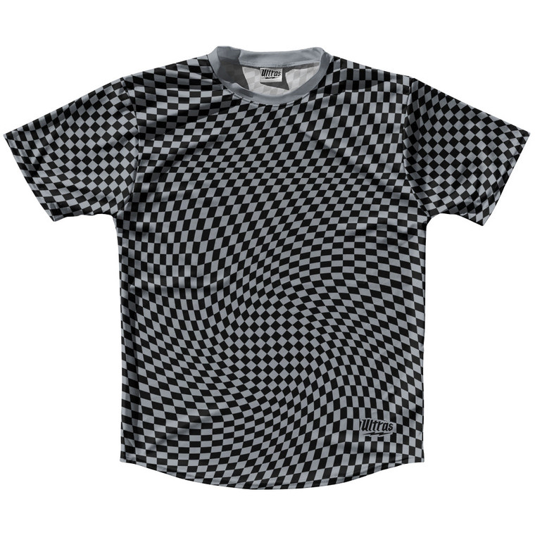 Warped Checkerboard Running Shirt Track Cross Made In USA - Grey Dark And Black