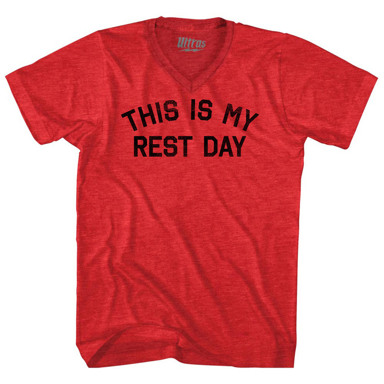 This Is My Rest Day Adult Tri-Blend V-neck T-shirt - Athletic Red