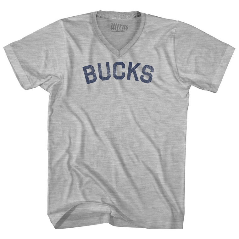 Bucks Adult Cotton V-neck T-shirt - Grey Heather