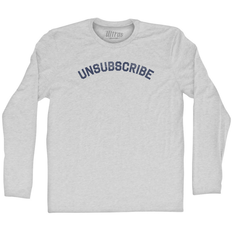 Unsubscribe Adult Cotton Long Sleeve T-shirt - Grey Heather