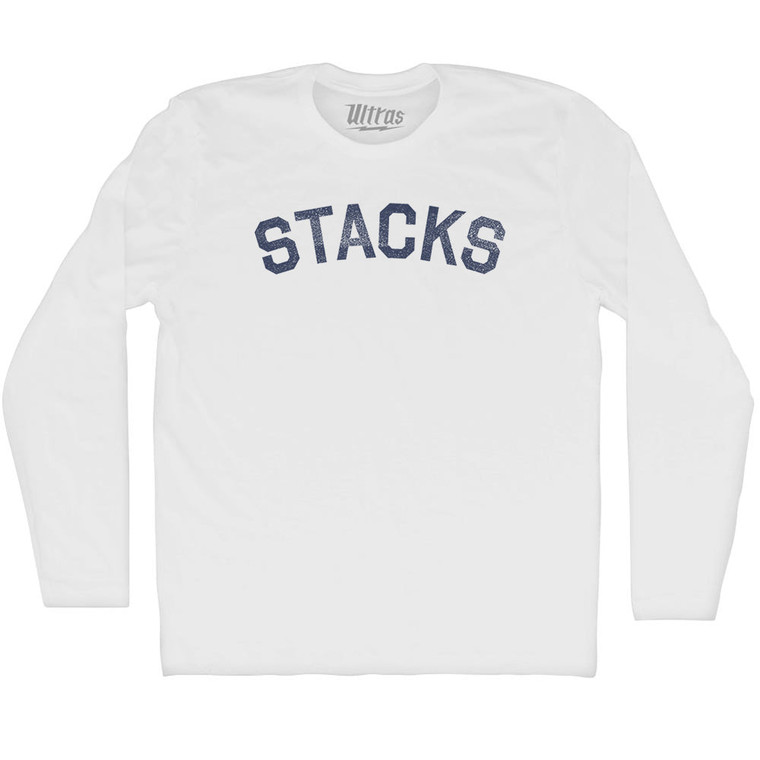 Stacks Adult Cotton Long Sleeve T-shirt - White