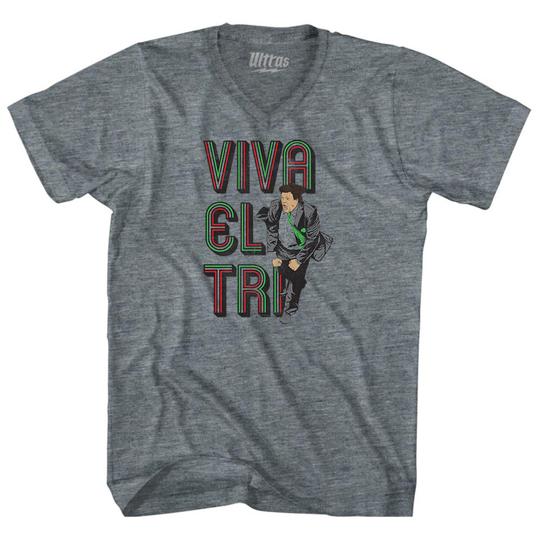 Viva El Tri Mexico Soccer Miguel Herrera Adult Tri-Blend V-neck T-shirt - Athletic Grey