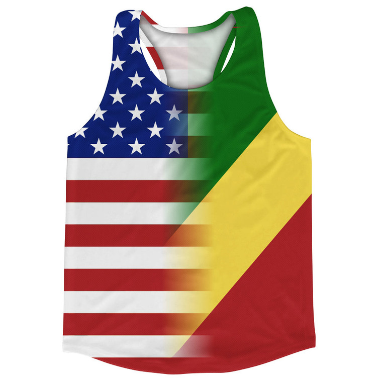 American Flag And Congo Flag Combination Running Racerback Singlet Track Tank Top