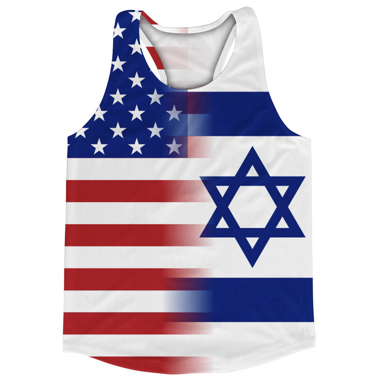 American Flag And Israel Flag Combination Running Racerback Singlet Track Tank Top